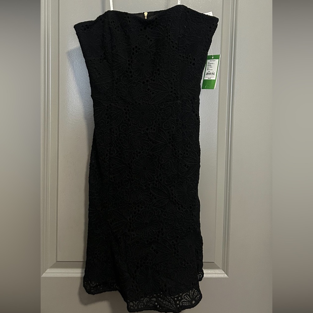 BNWT Lilly Pulitzer Strapless Vicki Dress size 4 Black Floral Lace Cocktail